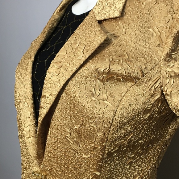 Vintage RIBKOFF Gold Blazer textured evening crystals - Picture 2 of 16